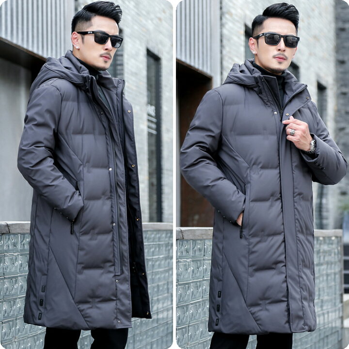 楽天市場 ダウンコート メンズ ビジネス ロング ミドル ダウンジャケット スーツ コート 90 ダウン フード取り外す可 暖かい アウター カジュアル おしゃれ 細身 スリム 大きい 大人 キレイめ 送料無料 ブラック グレーネイビー代 30代 40代 50代 60代 Ryoukou楽天