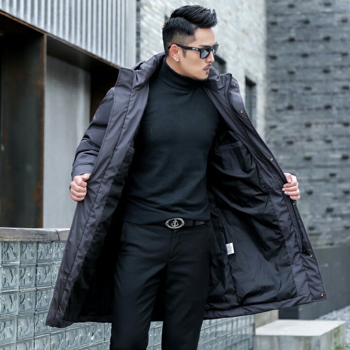 楽天市場 ダウンコート メンズ ビジネス ロング ミドル ダウンジャケット スーツ コート 90 ダウン フード取り外す可 暖かい アウター カジュアル おしゃれ 細身 防寒着 スリム 大きい 大人 キレイめ 送料無料 ブラック グレーネイビー代 30代 40代 50代 60代
