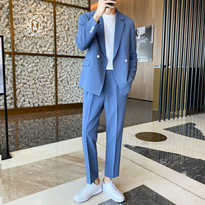 楽天市場 スーツメンズ カジュアル ゆったり 夏 上下2点セット サマージャケット テーラード イージーパンツ セットアップ ビッグシルエット オーバー リモートワーク おしゃれスーツ 結婚式 二次会 衣装 春 秋 送料無料 Ryoukou楽天市場店