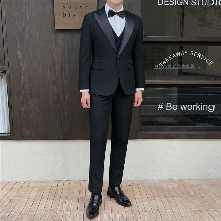 楽天市場】スーツ メンズ スリーピース タキシード 礼服 セレモニー 