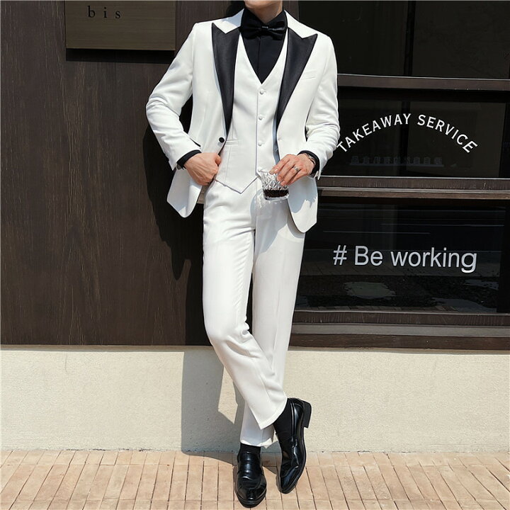 楽天市場】スーツ メンズ スリーピース タキシード 礼服 セレモニー 