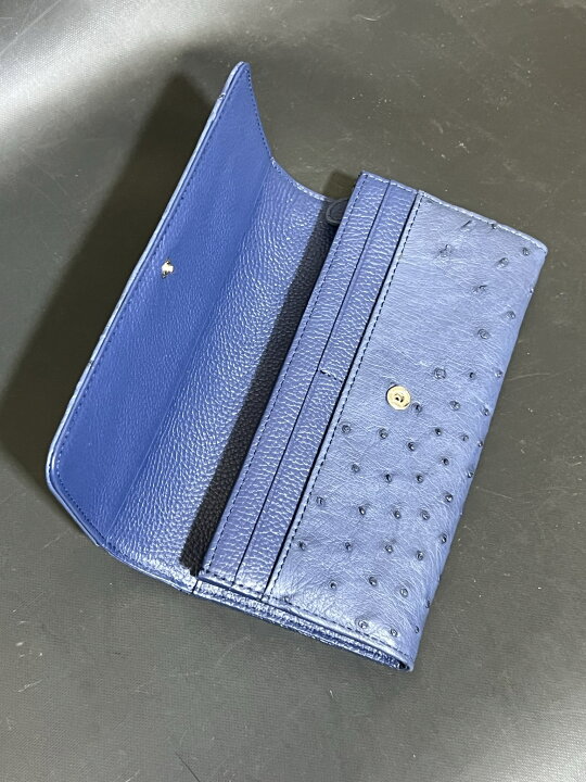 楽天市場】高級 オーストリッチ 【長財布 ネイビーブルー】 春財布 本 