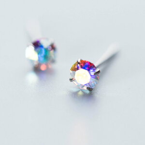 ピアス つけっぱなし 小さい マルチカラーストーン シンプル 4mm 軟骨 金属アレルギー シルバー 小さめ シルバー925 アレルギー対応 20G 仕事用 小さいピアス つけっぱなしピアス シンプルピア