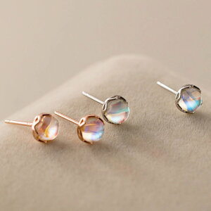 【SNSでも掲載!幻想的なオーロラピアス】 ピアス オーロラ 小さい グラス シンプル 瑠璃 軟骨 金属アレルギー シルバー 小さめ シルバー925 アレルギー対応 20G 仕事用 小さいピアス グラスピ