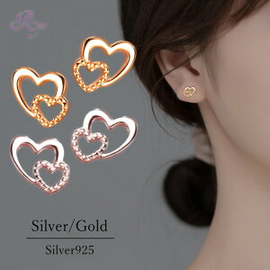 ピアス ハート 小さい ダブルハート シンプル 軟骨 金属アレルギー シルバー 小さめ ミニ シルバー925 アレルギー対応 20G 仕事用 小さいピアス ハートピアス シンプルピアス セカンドピアス