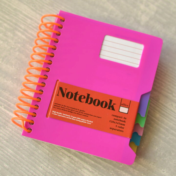 楽天市場 スパイラルノート ノート A6 方眼紙 インデックス 0枚 大容量 厚い メモ帳 多い カラフル 可愛い かわいい ポップ 学生 カラフル プラスチック Rythmique