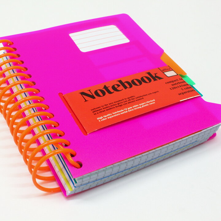 楽天市場 スパイラルノート ノート A6 方眼紙 インデックス 0枚 大容量 厚い メモ帳 多い カラフル 可愛い かわいい ポップ 学生 カラフル プラスチック Rythmique