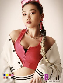 【メール便対応】キャミソール・タンクトップ タンクトップ 前開き ジッパー ショート ヘソ出し キャミソール ネオンカラー ビビット インナー 韓国ファッション Bbomb あす楽