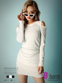 ワンピース ニットワンピ リブニット オープンショルダー 長袖 タイト 海外ファッション セクシー シンプル 安い ストレッチ Bbomb あす楽