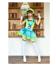 【スーパーSALE】コスプレ 衣装 コスプレ衣装 ハロウィン ハロウィンコスプレ コスチューム コンパニオン イベント パーティー 仮装 キャバコスプレ キャバ ネオンカラー グリーン ゲームキャラクター 派手 レディース イベント 仮装