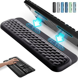Wrist Rest リストレスト マジックテープ付き キーボード 手首置き 低反発 パームレスト クッション 人間工学デザイン コンピュータ/タイピング/オフィス/仕事/家庭/ゲーム用(ブラック)