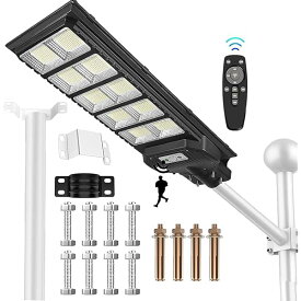 【2025新規アップグレード・55000ルーメン】LED ソーラー街灯 屋外 1000w 外灯 IP67防水 センサーライト 人感センサー 光センサー 防犯最適 led街灯 屋外照明 夜間自動点灯 6V/40000mAH ポール/壁に取り付け パネル