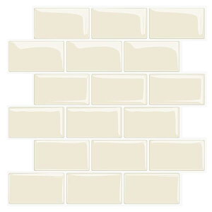 タイルシール キッチン 耐熱 防水 洗面所 トイレ DIY 家具やアイテムの装飾 タイルシート 壁紙シール 3D リメイクシート (30x30cm, 4枚, 北欧ライトアプリコット)