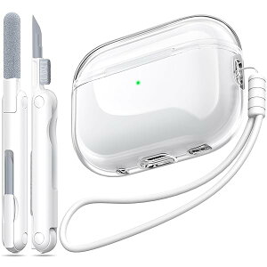 Airpods Pro 第 2 世代/第 1 世代ケースカバー、Airpods Pro ケース第 2 世代 USB C 充電ポートと互換性あり、クリアソフト透明ミリタリーグレード耐衝撃ケース、クリアホワイト