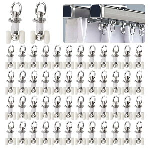 カーテンランナー カーテンレール部品 50個入り 角型とC型汎用 レール内幅 16-20mm対応 レールセンターピボット幅 5.5-7.5mm対応 静音 軽量型 耐荷重 耐摩耗