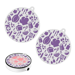 ihマット ihクッキングヒーターマット 温度変化により色が変わる 24cm 1枚 滑り止め 夏っぽい 傷防止 シリコンマット 断熱パッド (2枚 白系パープルto ピンク柄2)