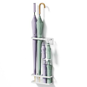 マグネット 傘立て アンブレラスタンド 玄関 ラック 傘掛け 玄関ドア用 玄関収納 スリム ホワイト 2段式設計