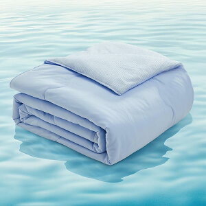 夏用掛け布団 冷感 薄手 冷感&タオル地 速乾 洗濯機対応 軽量 オールシーズン シングル 夏ふとん ひんやり ライトブルー 140cmx190cm