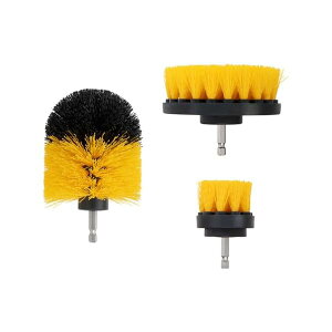 電動掃除用ブラシ 3枚セット 電動ドリルブラシ ドリル アタッチメントキット 六角軸電動ドリルに適応 浴室/キッチン/車輪/窓枠用 (イエロー)