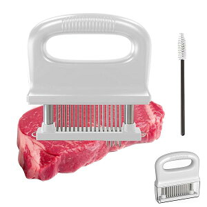 ミートテンダライザー 肉叩き 48刃 肉筋切り器 ミートテンダー 肉 筋切り 筋きり器 手持ち 肉の筋切り器 肉たたき器 洗いやすい ジャガード 調味料が染み込み料理用 肉切り器 洗浄用ブラシ