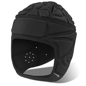 チームヘッドギア ラグビー プロテクター ラグビー ヘッドギア 超軽量 高弾力 通気 吸汗 多スポーツ対応 頭部保護 調整可能 大人、子供兼用 男女兼用 (ブラック, L)