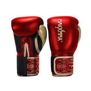 ボクシンググローブ パンチンググローブ 通気性 キックボクシング 総合 格闘技 パンチンググローブ サンドバッグ MMA トレーニンググローブ (8oz, レッド&ゴールド)