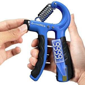 ハンドグリップ 5-60kg 可変式 電子カウンター 握力 トレーニング ハンドグリッパー 握力グリッパー 20kg 30kg 40kg 50kg 60kg 負荷調整可能 TO24BB018 ブルー(ブラックグリップ)