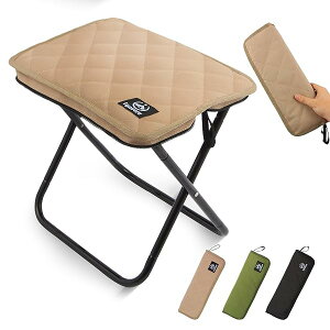 折りたたみ椅子 サンドベージュ 2025年持ち運びスツール - 座面+41%拡大(35.5×26.5cm) 耐荷重120kg 軽量445g 座高34cm 外径15mmアルミ合金パイプ 耐久性強化設計 コンパクト収納 アウトドアキャンプ/家