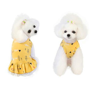 犬服 ドレス 犬 スカート 犬 ワンピース お姫様洋服 春 秋 夏 超小型 小型犬 可愛いドッグウェア 猫服 記念撮影 ペット服 通気 お出かけ 象の赤ちゃんのパターンン (イエロー, XL【日本国内出