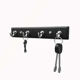 AXL -壁掛けフック 黒 - 玄関や浴室に最適な鍵掛け・帽子掛け・コート掛け、亜鉛合金/木材製 収納フック、整理整頓、省スペースデザイン ・台湾製
