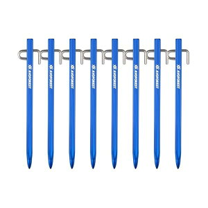 鍛造ペグ アルミ製 ペグ 超高強度 7A04アルミ合金 20cm/30cm 4本/8本セット ステンレス製フック 超軽量 錆びにくい テント用 タープ用 アウトドア/キャンプ 用品 岩場 砂浜 砂利 硬い土 芝生 (ブル