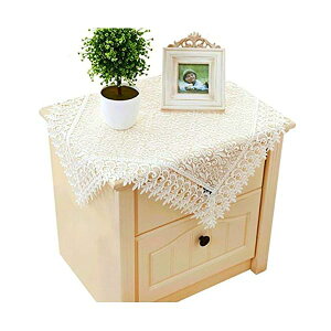 レース テーブルクロス 敷物 サイドテーブル ミニチェスト 北欧風 テレビ カバー 防塵 60cmx60cm ホワイト