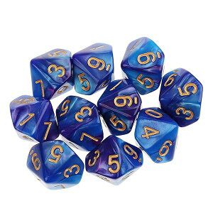 10�� ���ʑ̃_�C�X D10�T�C�R�� 10�� D10 �_�C�X Dungeons and Dragons �ADND�A TRPG�A MTG�Ȃǃe�[�u���Q�[���p (�u���[ �p�[�v��)