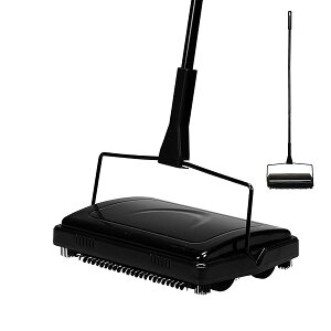 Eyliden 手動掃除機 掃除機 カーペット 掃除 クリーナー スイーパー 一体型 ブラック 片手操作 静音 電気不要 軽量 絨毯 畳 タイルに適用