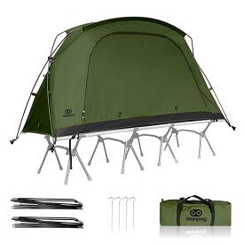 GOGlamping テント コットテント【SKY EYE CT 自立式 コットテント TC】コット用テント ソロテント 1人用 ツーリンドーム TCテント 3 WAY タイプ 軽量 アルミポール 前後入り口 メッシュ天窓 【サイド窓】焚き火可 小型