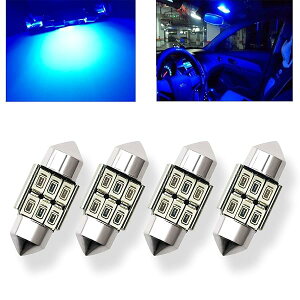 4���� ���ɐ� �ԓ������v T10×31mm 6SMD LED���[�������v Festoon 6418 C5W 1.25�C���`31mm Canbus �G���[