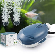 2W/2.5W 静音 強力水槽エアーポンプ 2つ吐出口完備なアクセのデュアルモーター強力エアーポン