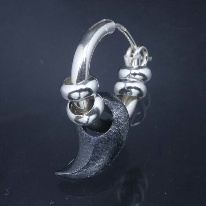 勾玉 ピアス メンズ 龍頭 八尺瓊勾玉 ピアス シルバービーズ 燻し仕上げ 1ヶ シルバー シングル 片耳 片耳用 ブランド 男性用 ギフト プレゼント 龍頭-SilverAccessories WebShop
