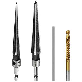 面取りテーパーリーマー 4点セット 3-13mm 5-16mm 六角軸 Tハンドル＆木工用ミーリングドリル付き J048