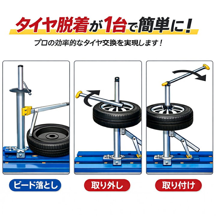 楽天市場】手動タイヤチェンジャー＆ビードブレーカー機能も 13-21 