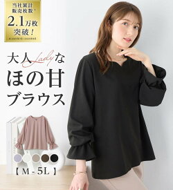 キャンディースリーブハートネックブラウス レディース 秋 冬 シャツ ブラウス ブラック/ネイビー/オフホワイト/グレージュ/モカブラウン/ピンク/ライトブルー/サックス系ストライプ/カシス M-5L 裏起毛あり/なし