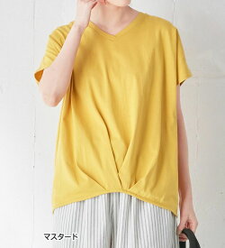 Tシャツ レディース 綿100％ゆったり裾タックTシャツ 2025夏 Viola e Viola ヴィオラ M-7L-8L