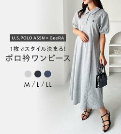 【期間限定:4,590円 13日 13:59迄】 ワンピース ワンピース レディース 半袖 体型カバー 夏 【U.S.POLO ASSN.】 ポロ衿ワンピ—ス M-LL