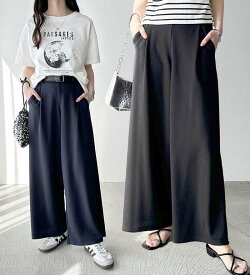 GeeRA ジーラ 美脚ストレッチワイドパンツ S-3L 夏 夏服 レディース パンツ ブラック/キャメル/グレイッシュピンク/ライトグレー/ネイビー