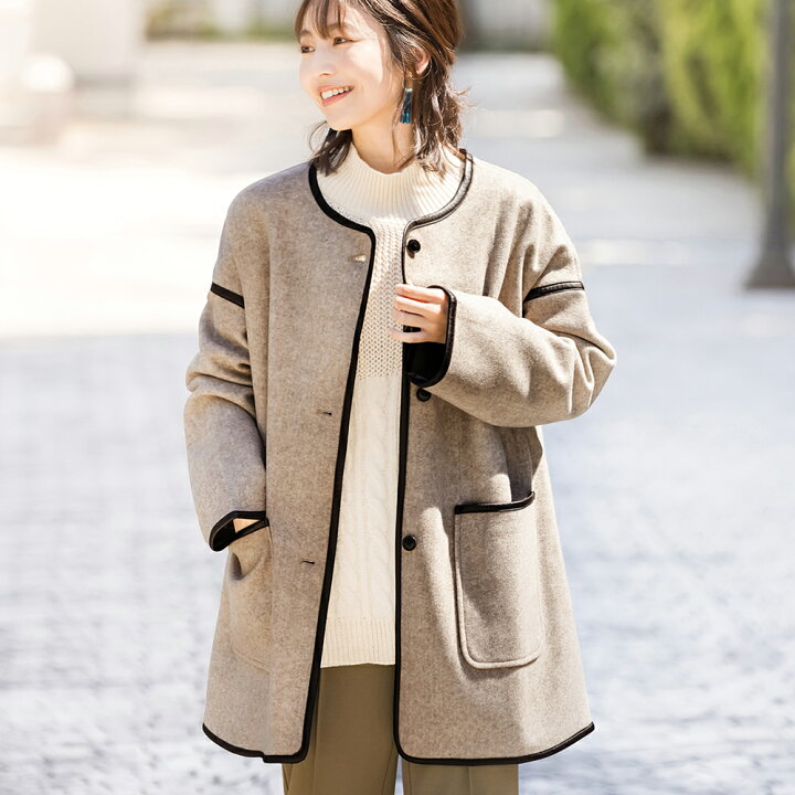 21秋 冬 ハーフコート レディースファッション 代 30代 40代 あったか ノーカラー ミドルコート レディース 秋服 ハーフ コート アウター ハーフコート Chateaujoliet Com