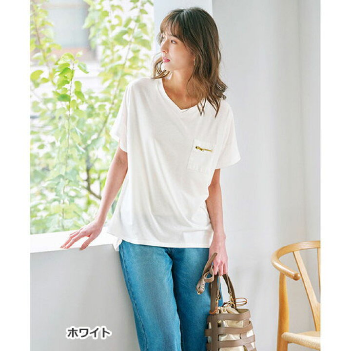 楽天市場 ｔシャツ S M L Ll 3l ジップポケットサイドタックゆるｔシャツ S 3l 40代レディースファッション レディース Ryuryu リュリュ 夏 夏服 シャツ トップス Ryuryu リュリュ