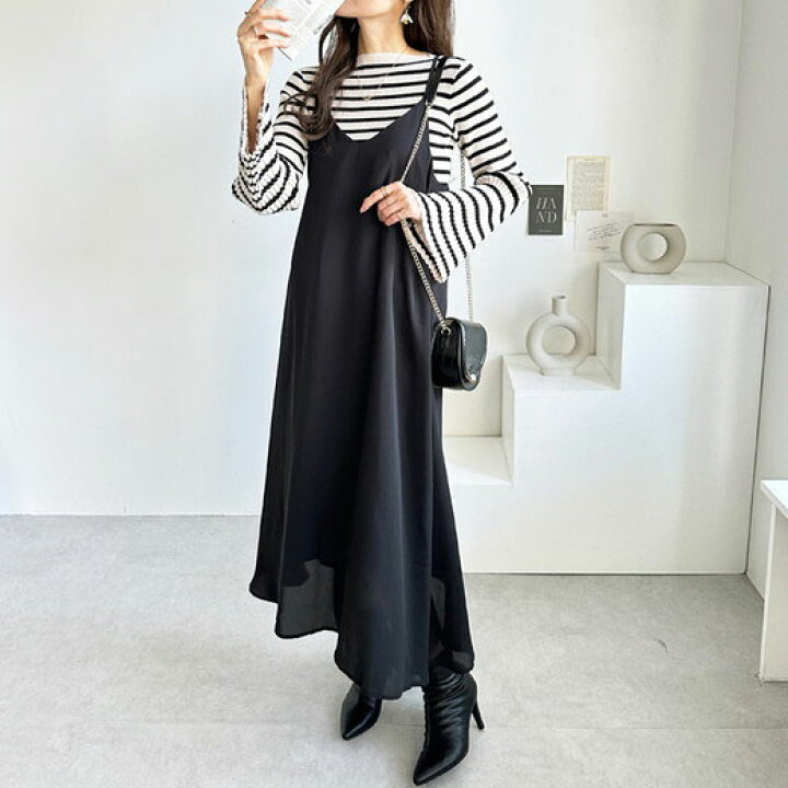 楽天市場】美ラインロングキャミワンピース レディース 春 ワンピース 