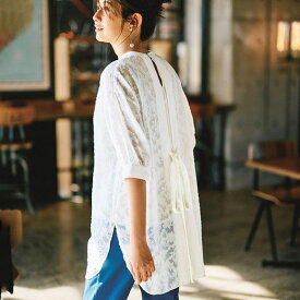 Ranan（ラナン） 23夏 シャツ バックデザインジャカードシャツ(M～3L) 40代 ファッション レディース トップス 夏