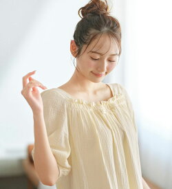 【最大15％OFFクーポン！ 6/15 23:59迄】 ナイティ レディース 【カップ付】Wガーゼの湯上りワンピース 2025夏 YU'NOW ユナウ S-L