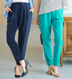 【ポイント10倍 20日迄】 フルレングスパンツ M 股下60cm L 股下60cm LL 股下60cm 3L 股下60cm M 股下65cm L 股下65cm LL 股下65cm 3L 股下65cm ひんやり！麻調美脚タックテーパードパンツ M 股下60cm-3L 股下65cm 2026夏 新着 レディース ラナン RANAN